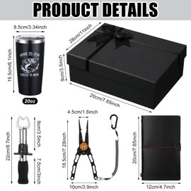 Aliceset 9 Pcs Men Fishing Gifts Sets Include Fishing Remover Tool Kit 20 oz Stainless Steel Tumbler Hat Face Mask Sun Protection Sleeves Socks Journal with Gift Box for Dad Grandpa Christmas Gift