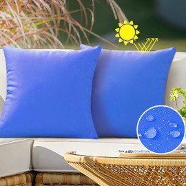 VAKADO Outdoor Waterproof Throw Pillow Covers 22X22 Set of 2 Decorative Blue Patio Furniture Cushion Cases Outside Decor for Couch Garden Bench Porch