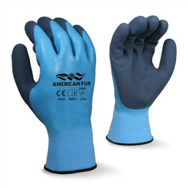 AMERICAN FUR Fully Coated Double Dip Waterproof Latex Breathable Gloves (Large, Blue-Set of 3 Pairs)