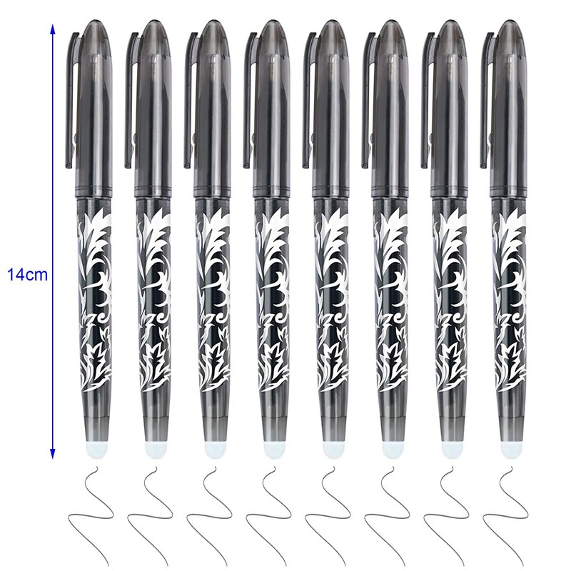 DOETYD Erasable Pens Black Erasable Gel Pens with Eraser 0.5mm