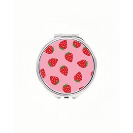 KWSAAHU 3 Compartments Detachable Mini Pill Case for Purse Pocket, Travel Pill Organizer, Small Portable Metal Pill Box with, Three Times a Day Pill Container for Children, Men and Women - Pink Strawberry