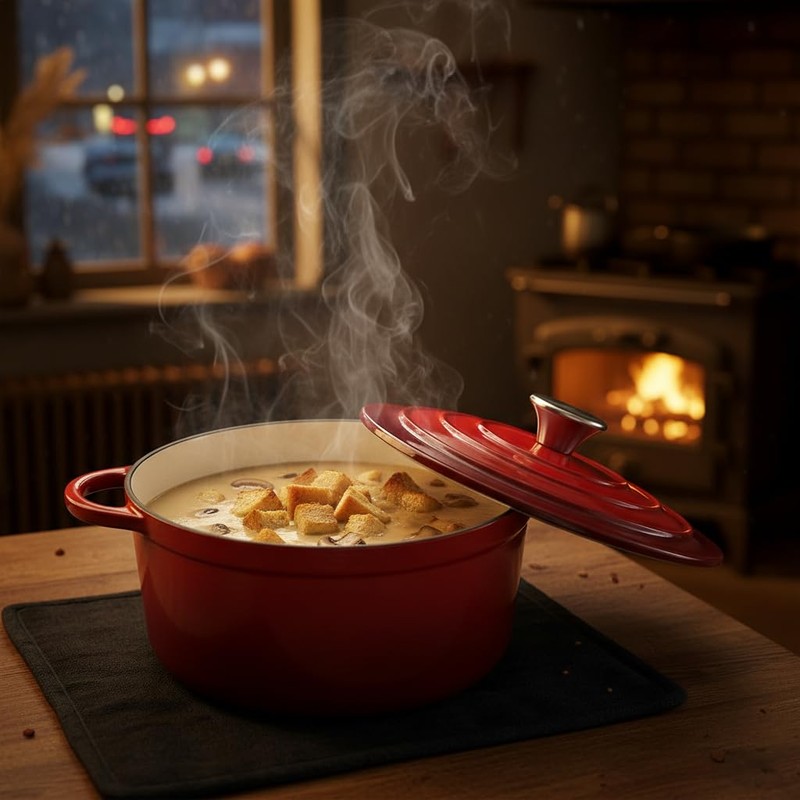 Trustmade 4.5 QT Cast Iron Dutch Oven, Enamel Coated Cookware