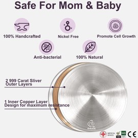 Boboduck Silver Nipple Shields, 999 Silver Cups for Breastfeeding, Essentials Breast Shields for Nursing Newborns, Silver Nipple Guards and Pads (Large)
