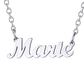U7 Women's Name Necklace Stainless Steel / 18 Carat Gold-Plated General Name Pendant Necklace 45 + 5 cm Clavicle Chain Name Necklace for Women Girls, stainless steel, No Gemstone