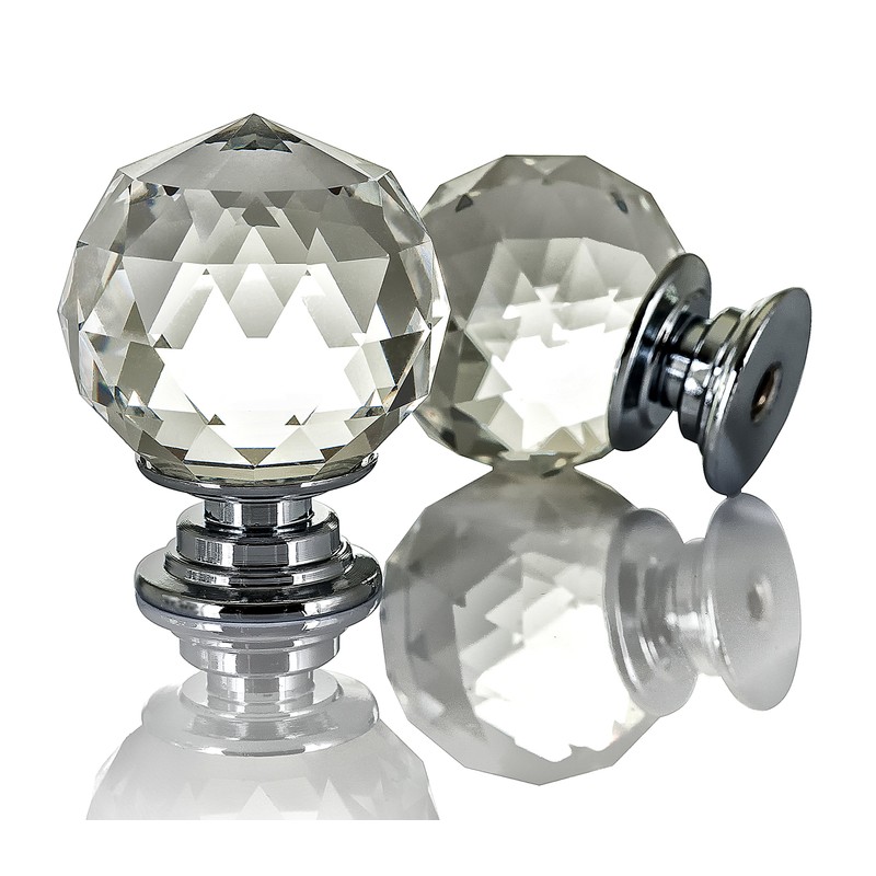 LIVIVO Pack of 10 Round Crystal Drawer Knobs with Chrome