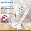 Maximm Extension Cord 3 Foot White Flat Plug, 360° Rotating