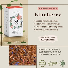 Rooibos Blueberry, Tea Bags, Elderberry, Hibiscus, Apple, Caffeine Free, Hot & Iced Tea, Antioxidants - 16 Cups | The Spice Hut, First Sip Of Tea