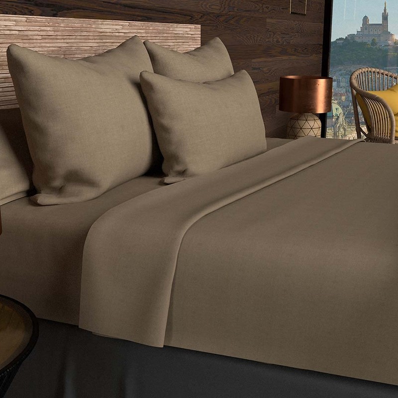 Soleil d'ocre Spannbettlaken Jersey von Baumwolle 160x200 cm Taupe, ECRU,