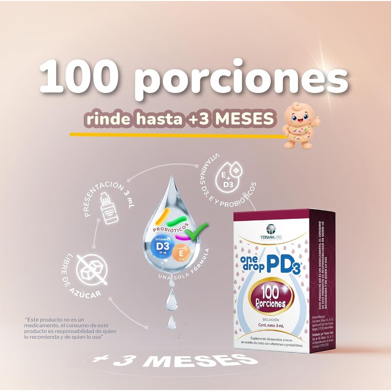 ONEDROP PD3 Probióticos y Vitamina D3 Frasco de 3 mL