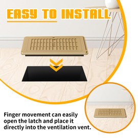 2 Pack 4x10 Vent Deflectors & Floor Vent Covers, Adjustable Floor Register, Air Vent Deflector for Home Floor, Office, Ceiling, Tool-Free Install, Brown