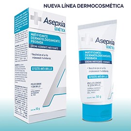 Asepxia GENÉTICA, Crema MATIFICANTE Hidratante, dermatológicamente probada, para pieles con gen graso, neutraliza el brillo indeseado, controla la grasa y renueva la piel, tubo 50 g
