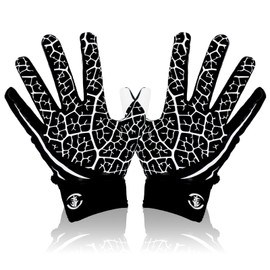 GOWISDOM Sports Youth Football Gloves, High Silicone Grip Receiver Gloves with Super Stick for Kids, Leaf Texture, M/L(6-6.5 inch)