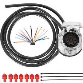 ETUKER 13-Pin Pre-Wired Towing Hitch Socket, Trailer Socket 13-Pin with 1.9 m Cable 13-Pin (13MZ)