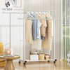 VICERII Double Clothing Rack, 55.51 Inch Garment Rack with Wheels