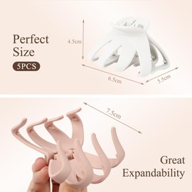LOPHE Octopus Hair Claw Clips 5 Pack,Small Non-Slip Wide Grip