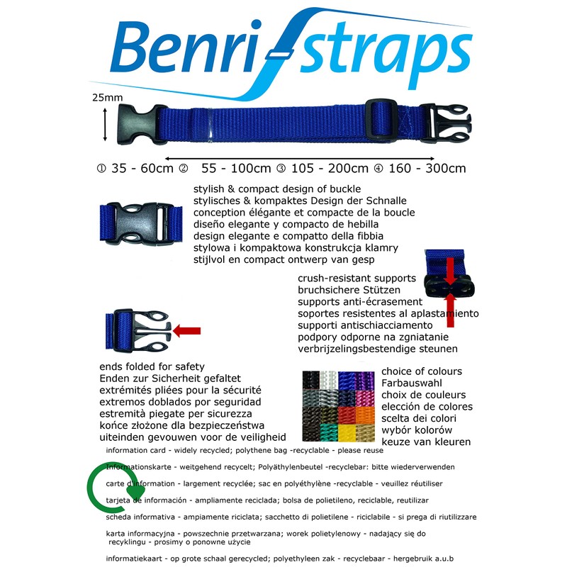 25mm webbing straps with quick release buckle & securing buckle