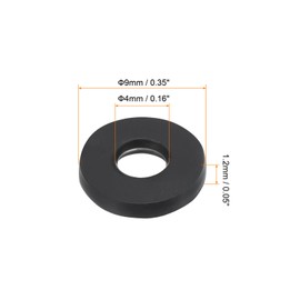 PATIKIL M4 Rubber Flat Washer, 8 Pack 4mm ID 9mm OD 1.2mm Thick Sealing Spacer Gasket Ring for Faucet Pipe Water Hose Fastener Bolt, Black
