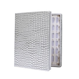 NMKL 120 Nail Color Chart Display Book for Nail Polish UV Gel Color Cards Nail Salon Tool with False Nail Tips (Black) (Silver)