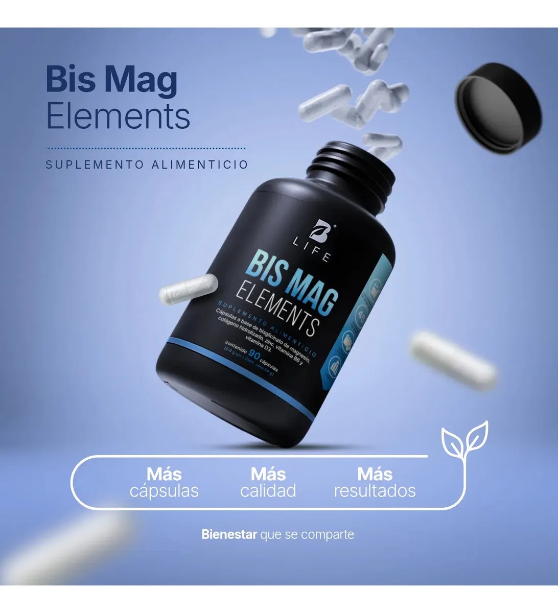 Bisglicinato De Magnesio Con Zinc Vitamina B3 90 Cáp B Life Sin Sabor