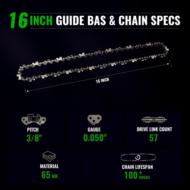 16" Chain Pitch: 3/8” Low Profile 57 Drive Links Replacement