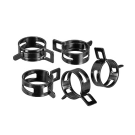 M METERXITY Pack of 5 Spring Pipe Clamp - Industrial Steel Band Clamp Fuel Line (25 mm Black)