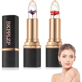 Paquete De 2 Labiales De Gelatina Crystal Flower, Que Cambian De Color De Forma Mágica, Brillo Labial Con Ph Transparente Que Cambia De Color Con La Temperatura, Bálsamo Labial, Labial