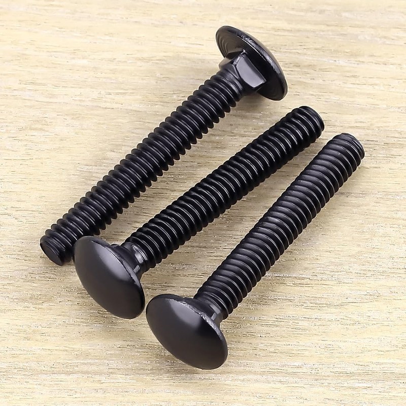 5/16-18 x 1-1/2" Black Steel Carriage Bolts, 304 Stainless Steel