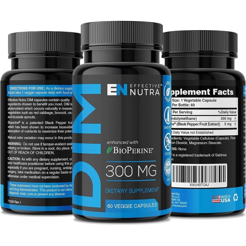 EFFECTIVE NUTRA Dim Supplement 300mg Capsule - Extra Strength Diindolylmetha