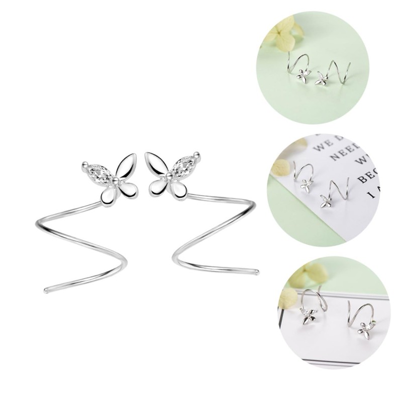 COLLBATH Unique S925 Sterling Silver Butterfly Earrings Big Hoop Earrings