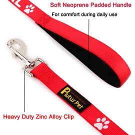 Plutus Pet Emotional Support Animal Leash with Soft Neoprene Padded Handle,Printed in Large Letters on Both Sides,4ft Long,Two Colors,Three Sizes