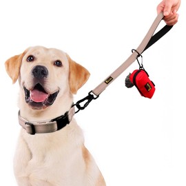 PLUTUS PET Short Training Dog Leash with Padded Handle for Medium Large Dogs,18 Inch Heavy Duty Strong Traffic Leash with Carabiner Clip for Climbing Walking or Guiding Blind(18”，Beige)