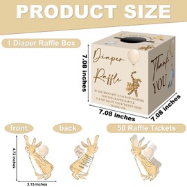 cidobi Winnie Baby Shower Party Decorations, Classic Pooh Diaper Raffle Box for Party Decoration, Winnie Baby Shower Diaper Raffle Box with 50Pcs Winnie Cards, Perfect for Baby Shower Party Games