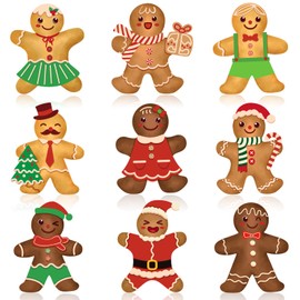 JUNEBRUSHS 57 Pcs Gingerbread Cutouts, Winter Christmas Gingerbread Bulletin Board Decorations Large Paper Gingerbread Classroom Decor for School Classroom Winter Bulletin Board Christmas Party