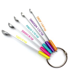 BIDEX Teaspoon Measuring Spoons,Small Measuring Spoon 1/64, 1/32, 1/16, 1/8, 1/4 tsp,Mini Measuring Spoons,Stainless Steel Measuring Spoons,Set of 5