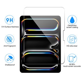 TSQQST TSQQST-2 Pack New iPad Pro 11 Inch M4 2024 Screen Protector Tempered Glass Flim, 9H Hardness Clear Anti-Scratch Screen Protector for iPad Pro 5th Generation 11" 2024