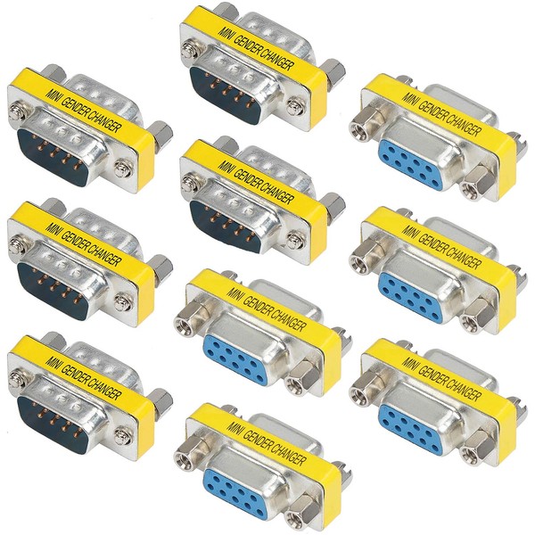 abcGoodefg 9 Pin RS-232 DB9 Male to Male Female to Female Serial Cable Gender Changer Coupler Adapter (10 Pack, DB9 Male to Male Female to Female)