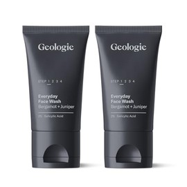 Geologie- Gel limpiador facial con ácido salicílico al 2% con aroma a bergamota y enebro | Limpiador facial para hombres y mujeres | Acné y grasa
