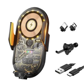 Wokyo Wireless Car Charger Mount, 66W Fast Magnetic Charging and 360° Rotatable, Intelligent Air Vent Car Phone Holder, Auto-Clamping Mount Wireless Charging Compatible Most Smartphones (Black)