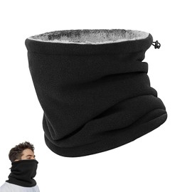 Winter Neck Tube Men Women Ski Neck Warmer Neckerchief Face Scarf Fleece Scarf Tube Scarf Gaiter Mask Windproof Circle Loop Scarf Loop Scarf with Drawstring, black, Unit size