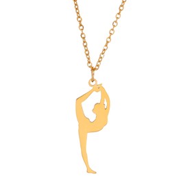Amaxer Gymnastics Necklace for Girls Cheerleader Cheerleading Figure Skating Stainless Steel Gymnastics Jewellery Gifts Pendant Necklace for Gymnasts Women Girls, Stainless Steel