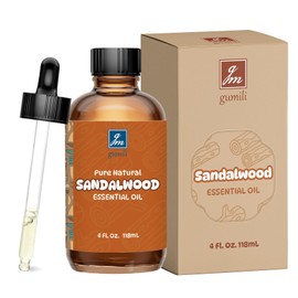 GM Gumili Sandalwood Essential Oil 4 Oz, 100% Pure Sandalwood Oil for Diffuser, Skin, Hair, Body & Face, Perfume Base Note for Men & Women, Aromatherapy & Massage