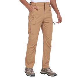 Zalify Men's Hiking Cargo Pants Water Resistant Quick Dry Lightweight Fishing Camping Cycling Travel Outdoor Pants Darkkhaki M