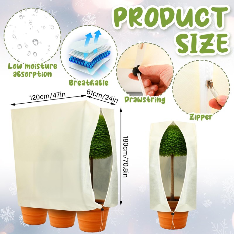 Ribbonlic 2 Pcs 47" x 70.8" Winter Plant Covers Freeze