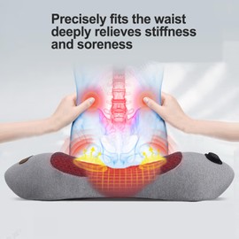 Zhaotingrui 3 in 1 Back Massager, Electric Lumbar Support Pillow Heat Vibration Massage Lower Back Spine Decompression Device, Light Gray