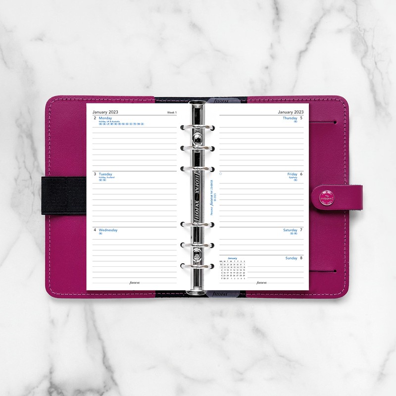 Filofax Refill, Personal/Compact Size, Week-to-View, White Paper, Ruled, English, 2023