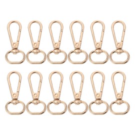 sourcing map 12 Pcs Swivel Clasp Hooks, 0.67 Inch D Ring Swivel Purse Clips for Handbags, Purse Strap Hardware for Bag Making, Push Gate Lobster Clasp, Gold