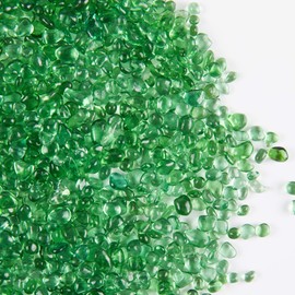 TWINKLING High Luster Round Fire Glass Stones,Glass Marbles,Glass Pebbles,Glass Beads Gems for Fire Pit Vase Fillers Crafts Aquarium Garden Decoration,3-6mm,1-Pound Jar (Light Green)