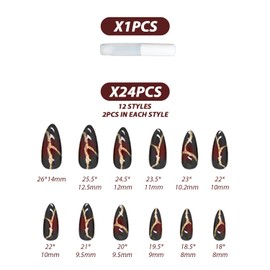 24 Pieces of Nail Pieces and 1 Pieces of Glue, Artificial Nails, Nail Art, Fake Nail Accessories, Nail Stickers, Finger Nails, Pressed Nails, Glued Artificial Nails (Red)