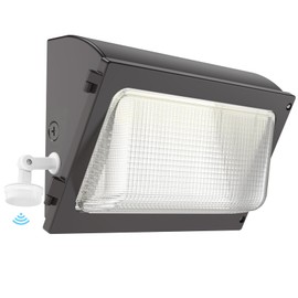 HYPERLITE LED Wall Pack Light: 120W Wall Pack LED Exterior Light with Motion Sensor - 15600lm Glass Lens LED Security Flood for Yard UL Listed