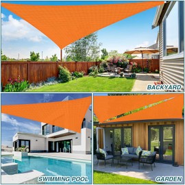 ECOOPTS 17'x27'x32' HDPE Sun Shade Sail Right Triangle Canopy Shades for Outdoor Patio Pergola Cover Blockage 95% UV Resistant(Orange)